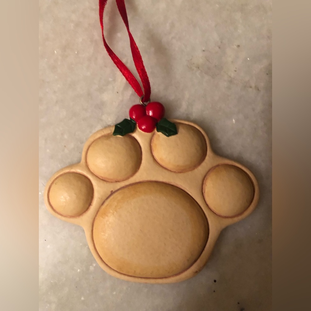 Dog Paw Print Ceramic Christmas Ornament